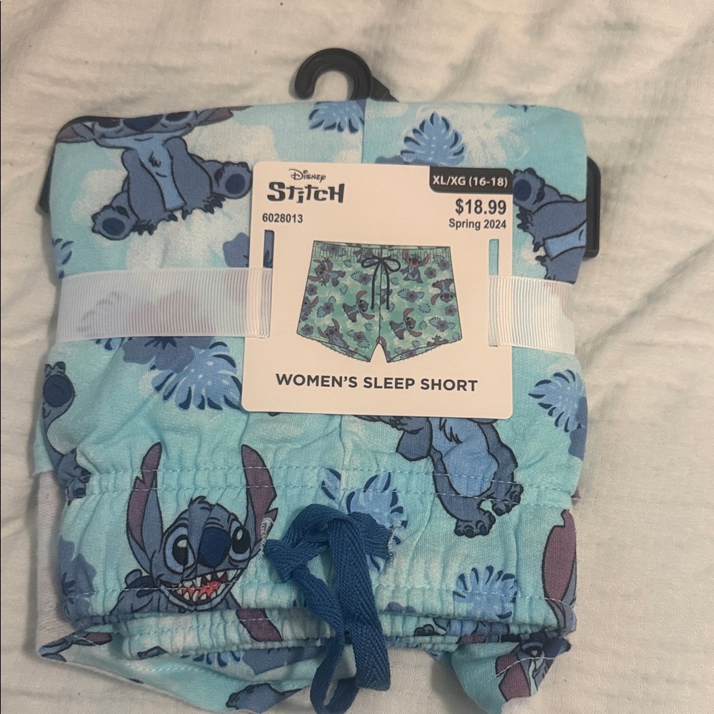 Disney Stitch Sleep Shorts - Light Blue with Dark Blue Accents